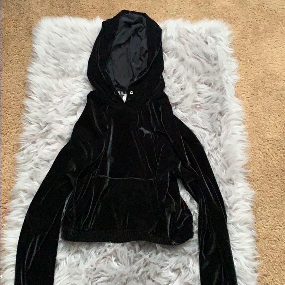 Pink Victoria’s Secret velvet cropped sweatshirt